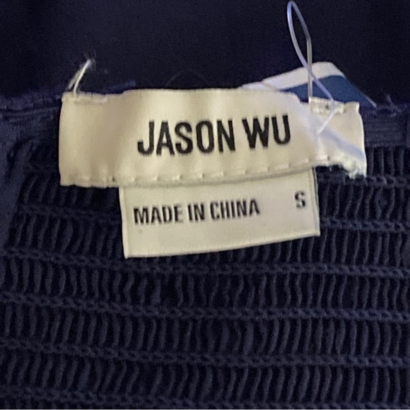 NWT JASON WU Navy  Tiered Shoulder Tie Maxi Dress Embroidered  Size S - Picture 7 of 16